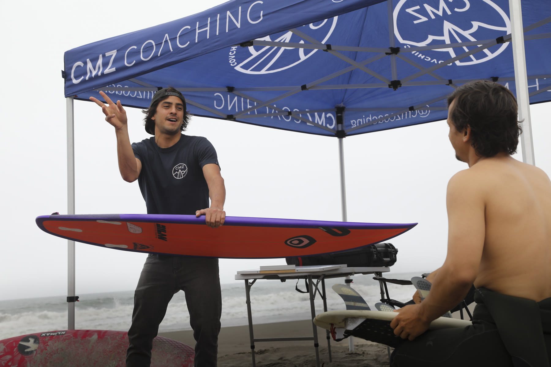 Carlos Mario dando coaching en la playa